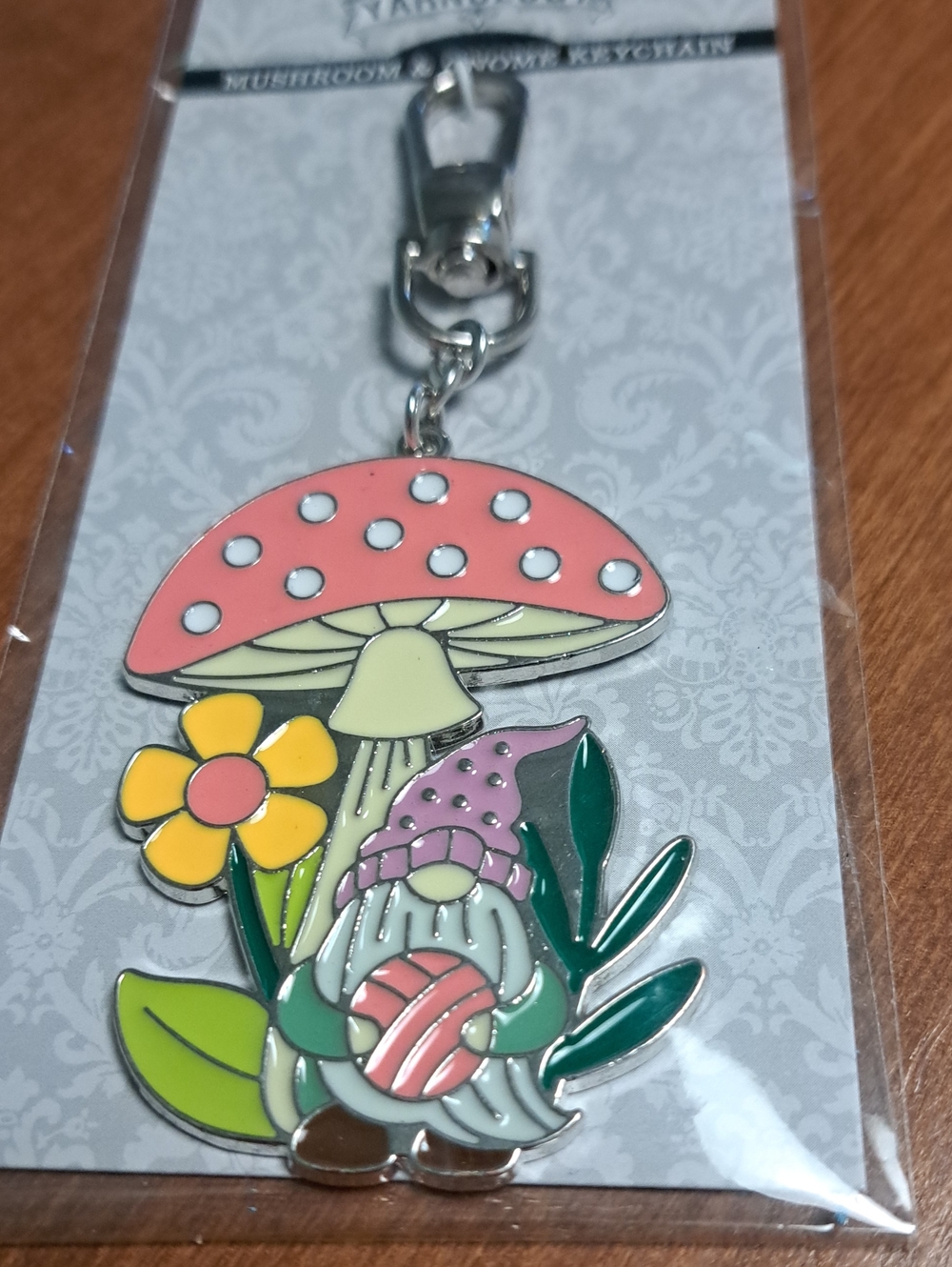 Pink Mushroom Gnome Keychain Card Holder - Unbranded